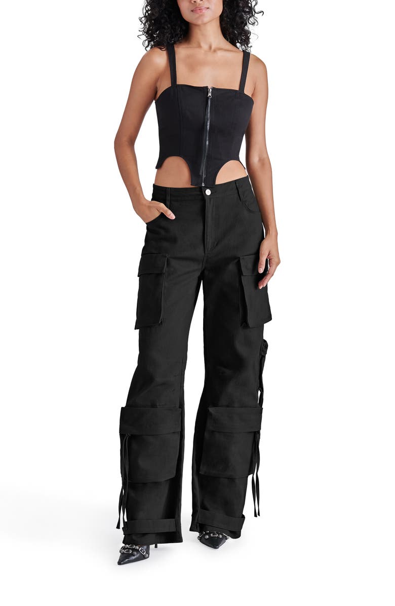 Steve Madden Duo Wide Leg Cargo Pants, Alternate, color, Black