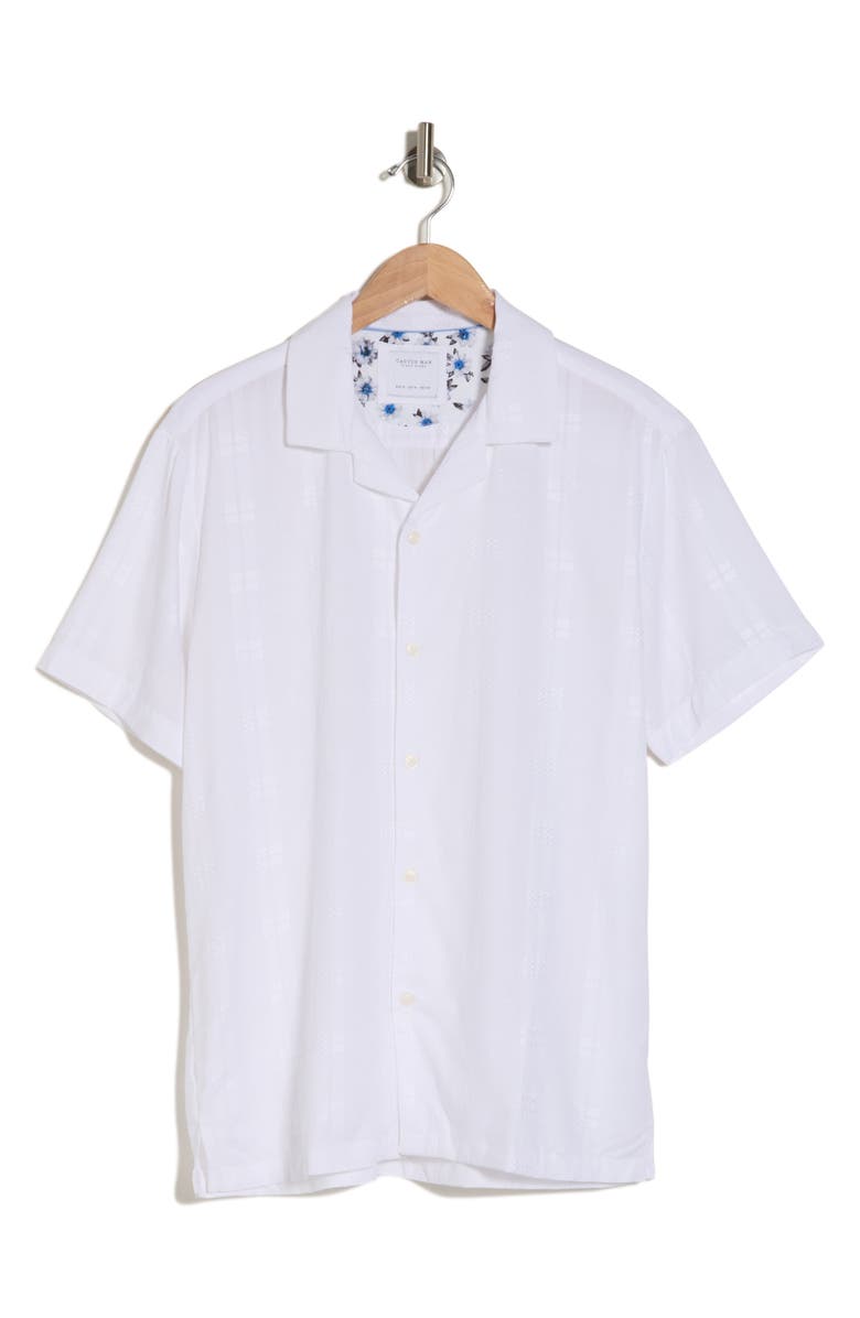 DENIM AND FLOWER Dobby Short Sleeve Shirt, Alternate, color, White