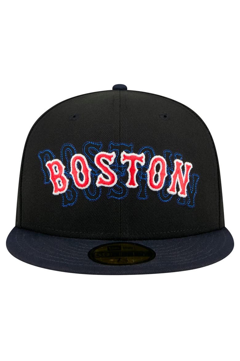 Men's New Era Black Boston Red Sox Shadow Stitch 59FIFTY Fitted Hat, Alternate, color, Black