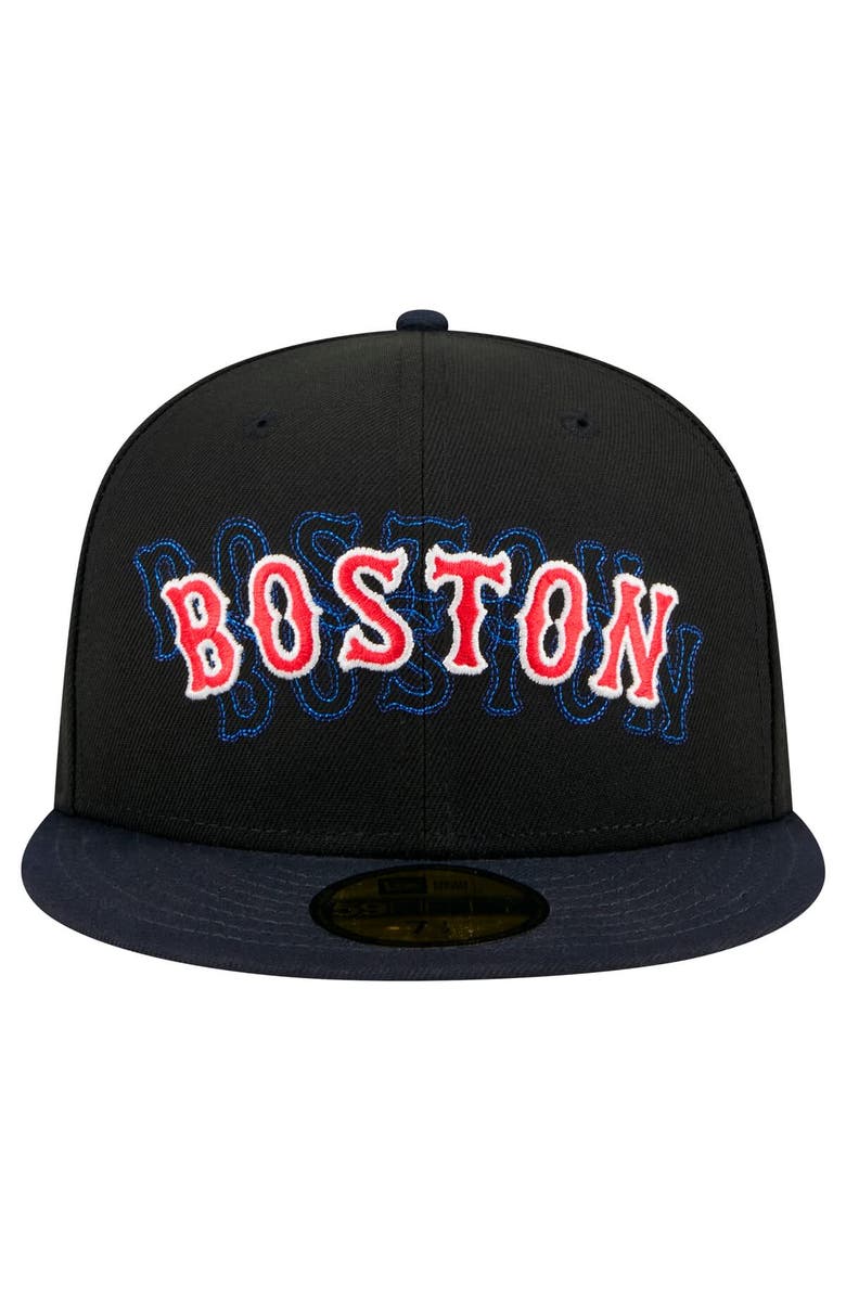 New Era Men's New Era Black Boston Red Sox Shadow Stitch 59FIFTY Fitted Hat, Alternate, color, Black