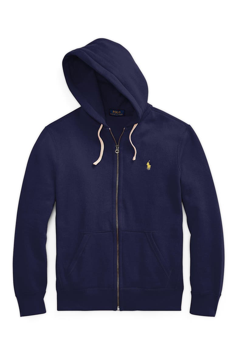 Cotton Blend Fleece Zip Front Hoodie, Alternate, color, CRUISE NAVY