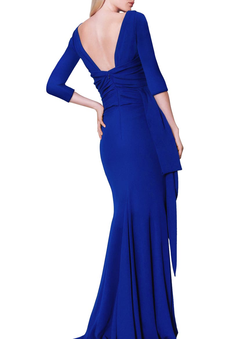 Stretch Crepe Mermaid Gown, Alternate, color, ROYAL