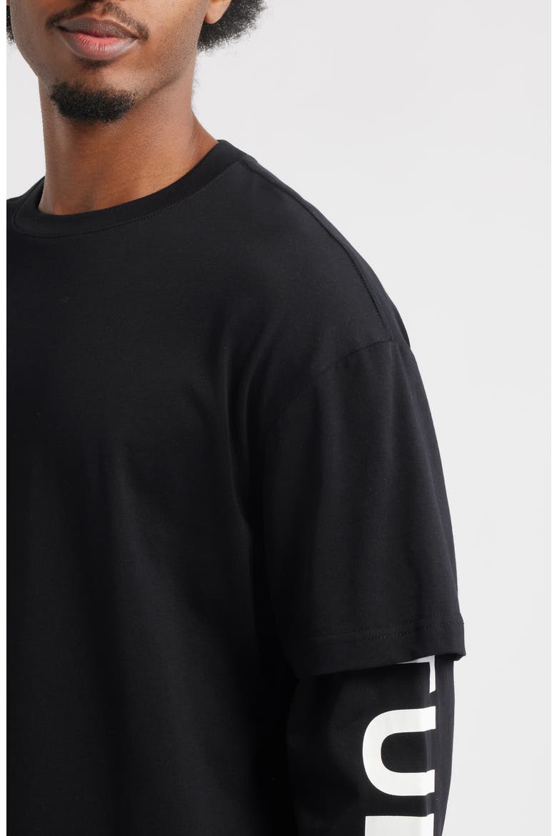Preda Layered Look T-Shirt, Alternate, color, BLACK