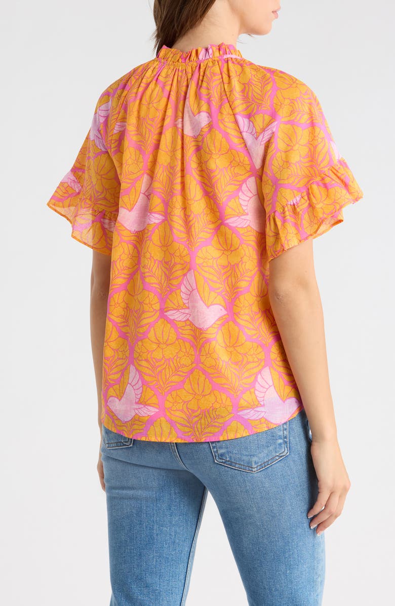 SUGARLIPS Jaidy Floral Erie Split Neck Cotton Top, Alternate, color, Orange-Pinks-Multi