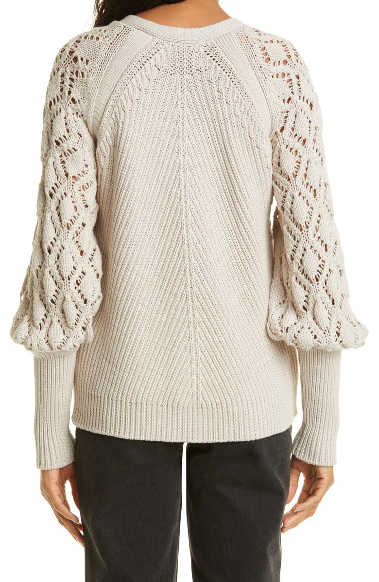 Simkhai Jonathan Simkhai Adeline Blouson Sleeve Cotton Blend Sweater, Alternate, color,