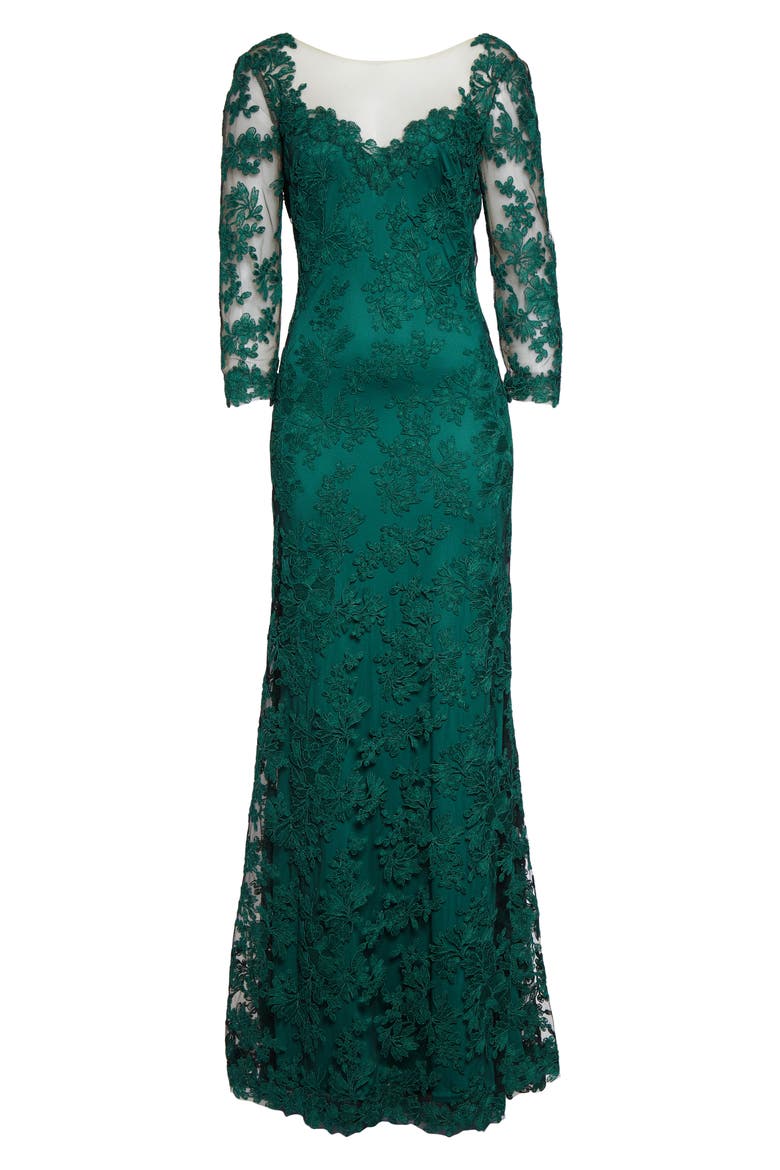 Corded Embroidered Lace Gown, Alternate, color, SEAGRASS