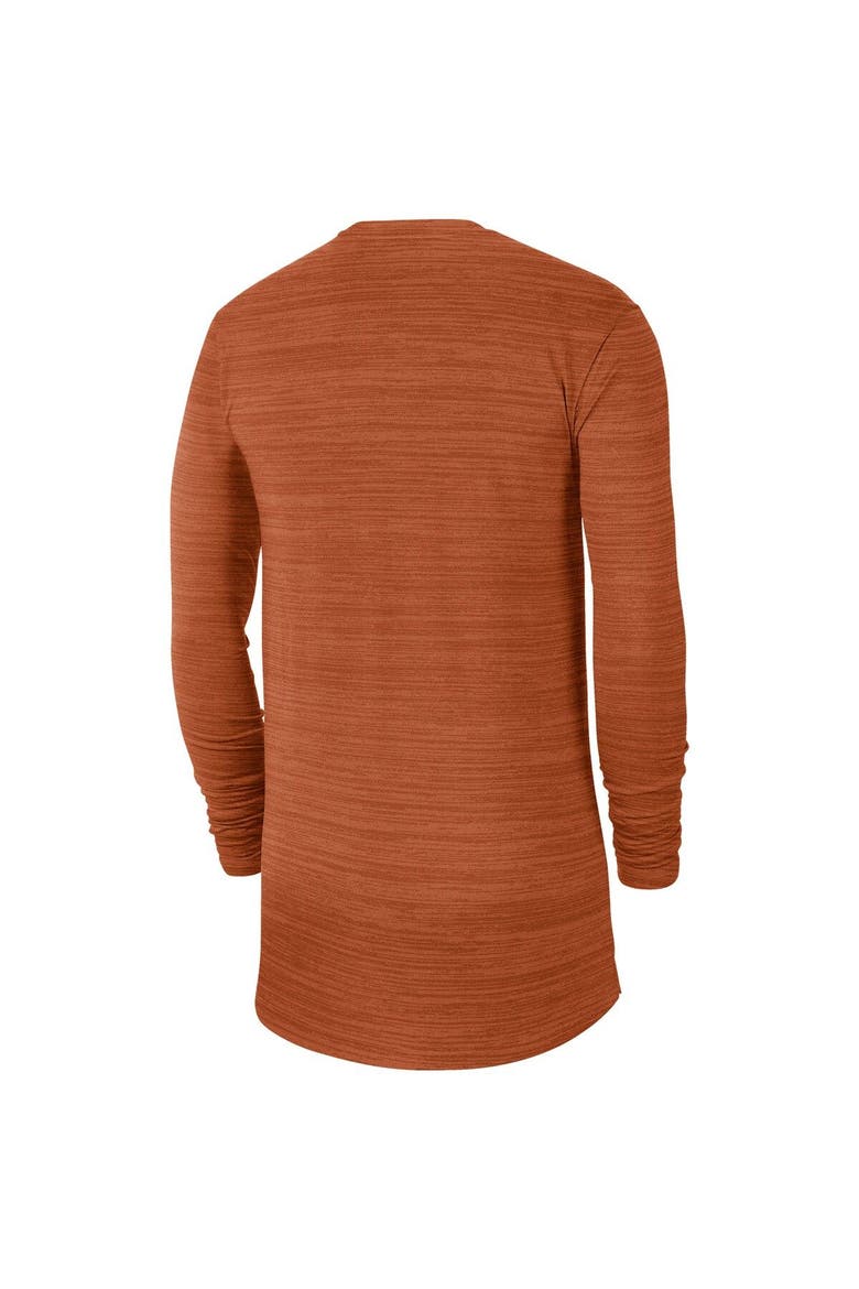 Men's Nike Texas Orange Texas Longhorns 2021 Sideline Velocity Performance Long Sleeve T-Shirt, Alternate, color, Burnt Orange
