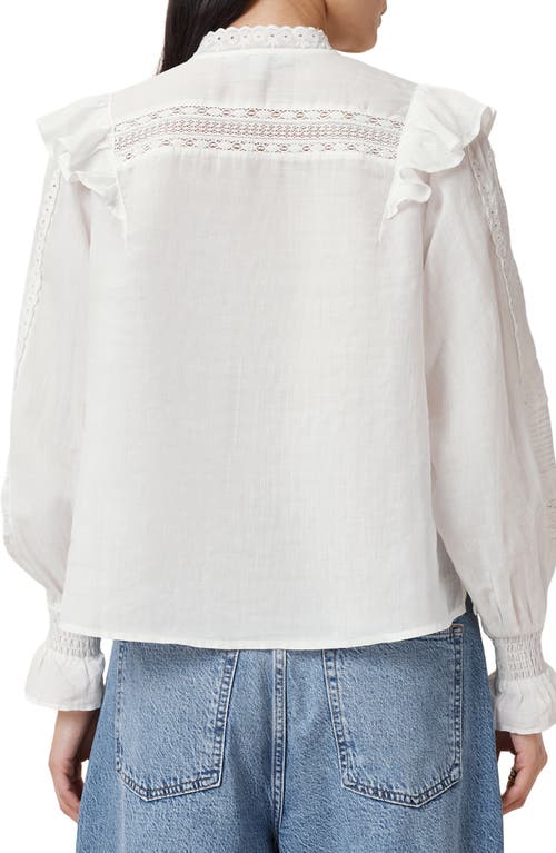 Allsaints Womens Chalk White Heather Lace-trim Long-sleeve Cotton Blouse In Chalk White
