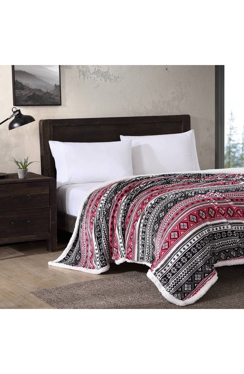 Eddie Bauer Classic Fair Isle Faux Shearling Throw Blanket, Alternate, color, 