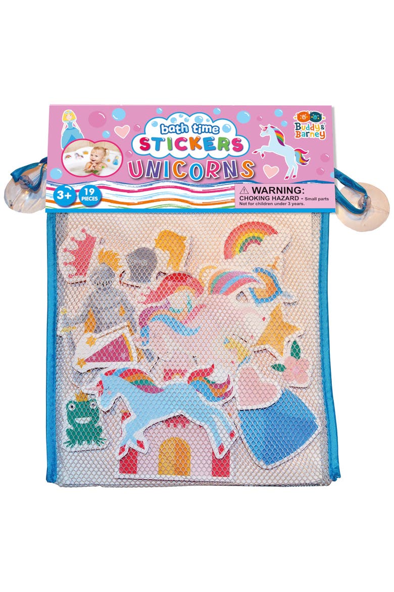Bath Time Stickers, Unicorns, 18 Foam Pieces, Kids 3+, Main, color, Multicolored