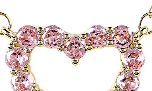 Danecraft Pink Cubic Zirconia Heart Necklace & Stud Earrings Set In Gold