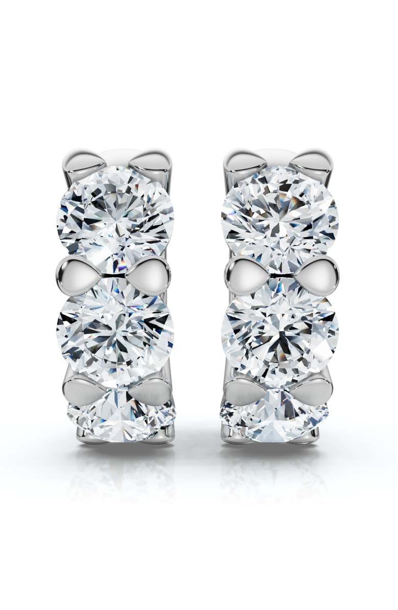 Bliss Diamond 3Ct Diamond Huggie Hoop Earrings 1/2" Tall Lab Grown Silver, Alternate, color, Silver