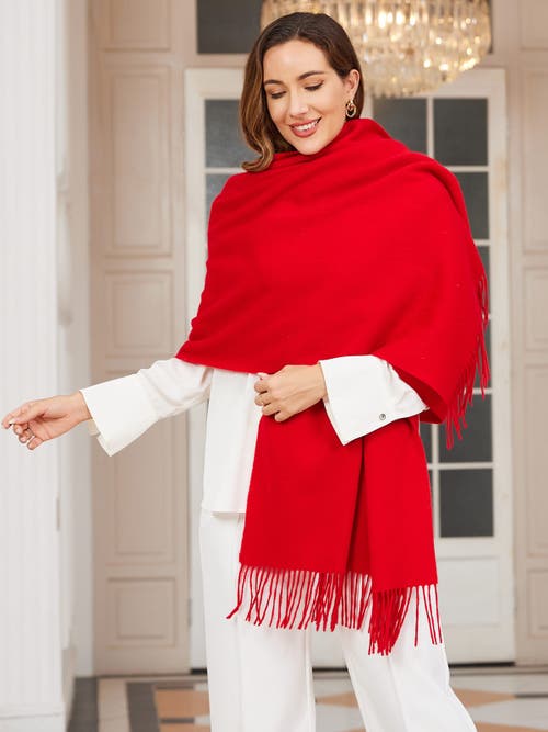 Silksilky Pure Wool Scarf Shawl In Red
