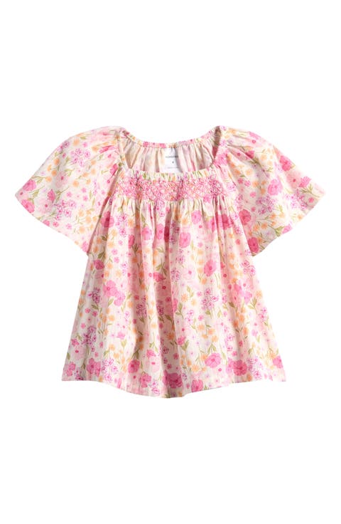 Kids' Flutter Sleeve Smocked Top (Toddler, Little Kid & Big Kid)