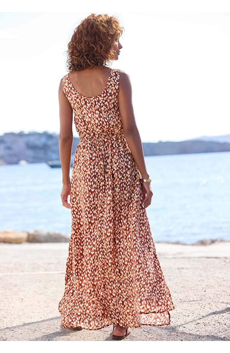 LASCANA Women's Print Tank Maxi Dress, Alternate, color, Brown Ivory