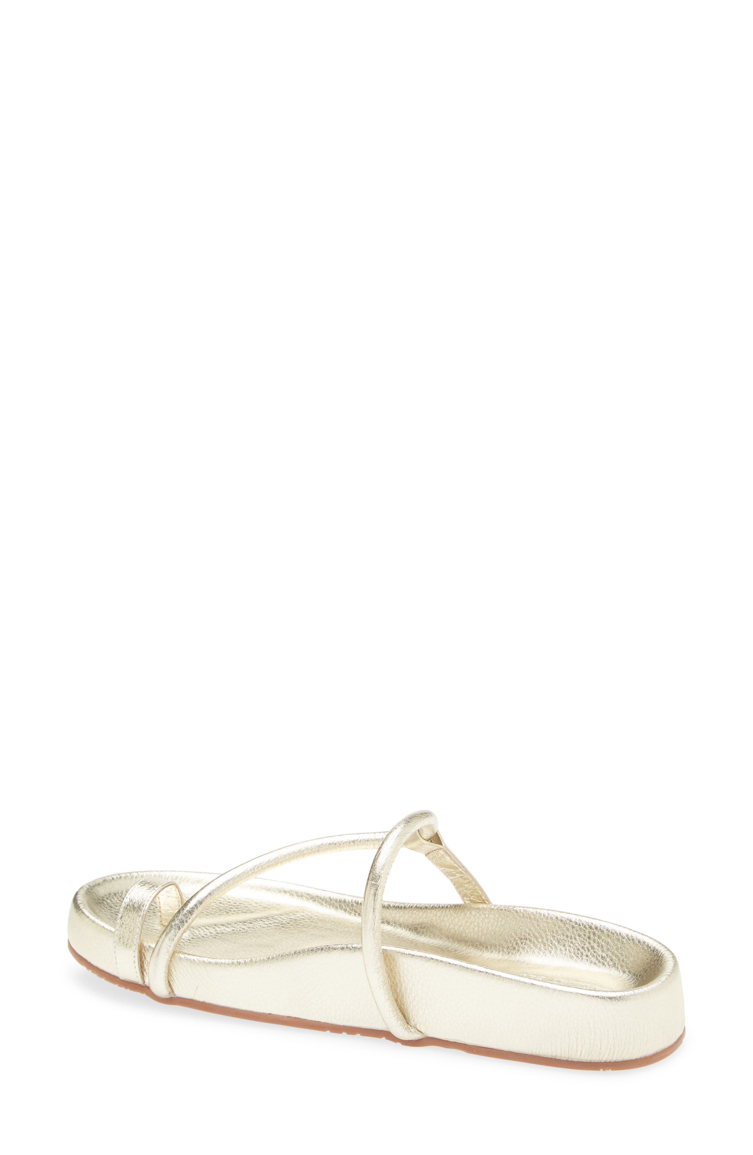 Zina Slide Sandal, Alternate, color, GOLD LEATHER