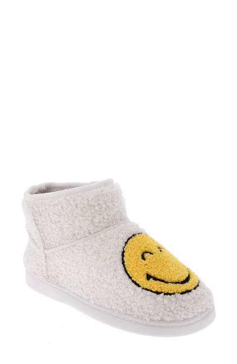 Chill Smiley Faux Shearling Bootie Slipper (Women)