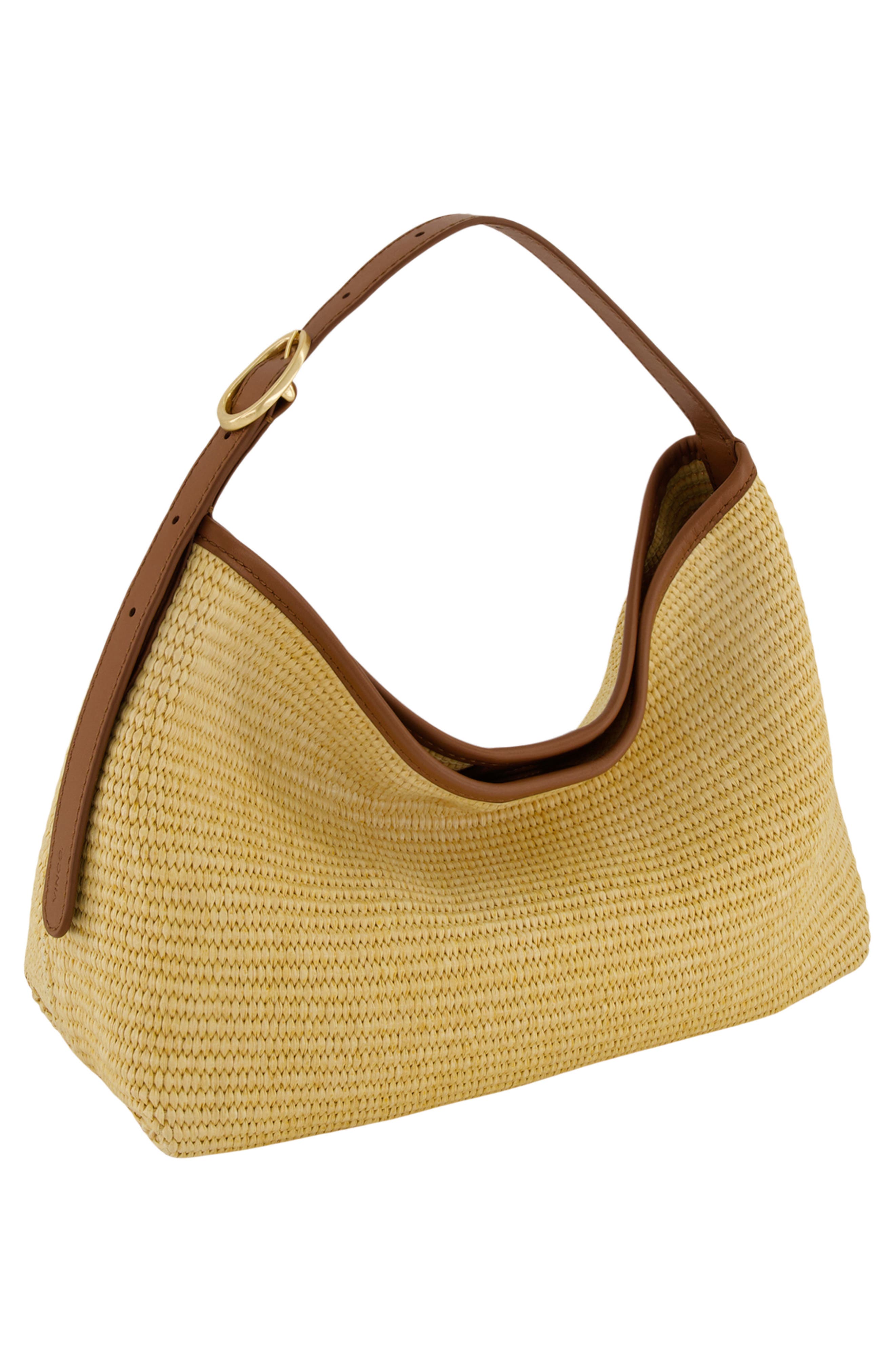 Vince Small Vivian Raffia Hobo Bag, Alternate, color, Natural