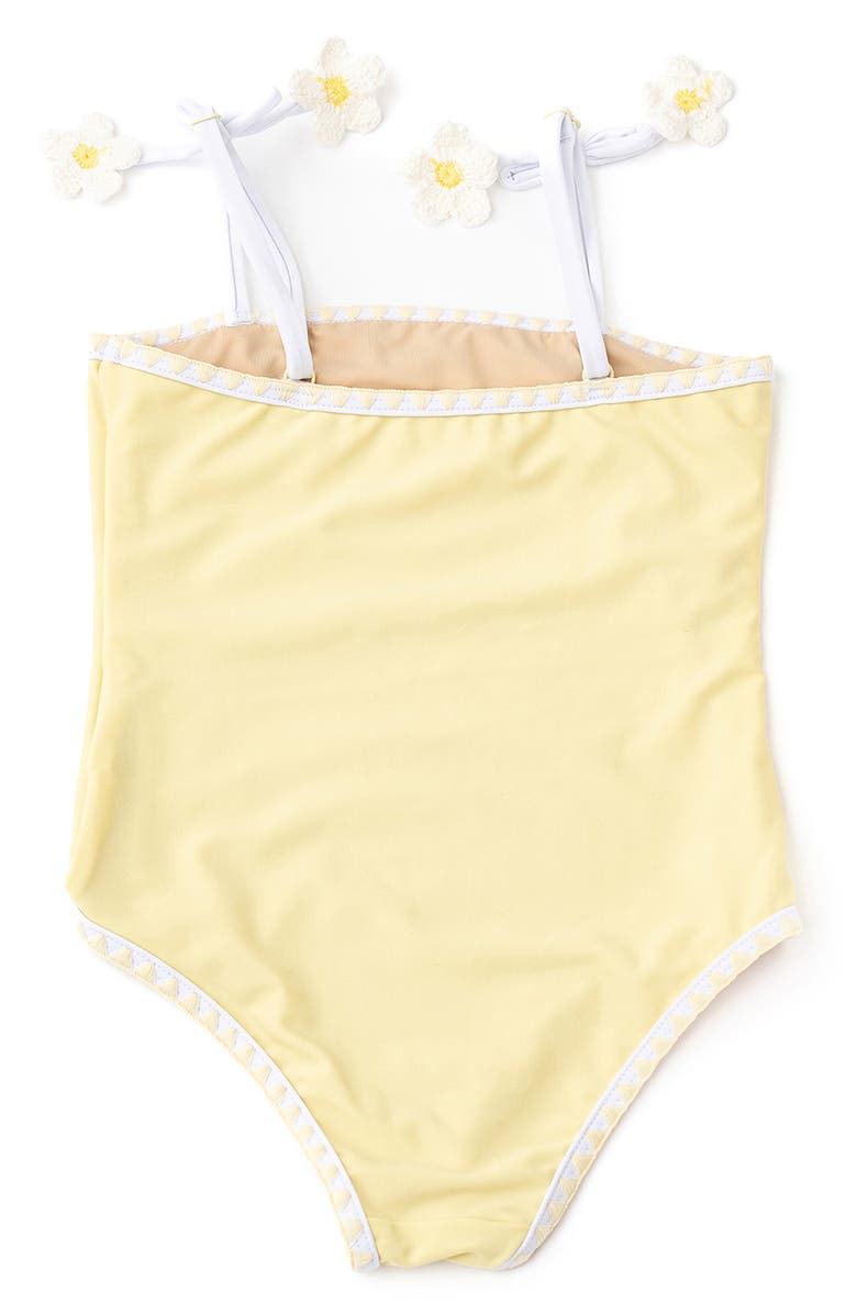 Shade Critters Kids' Embroidered Crochet Floral One-Piece Swimsuit, Alternate, color, Yellow