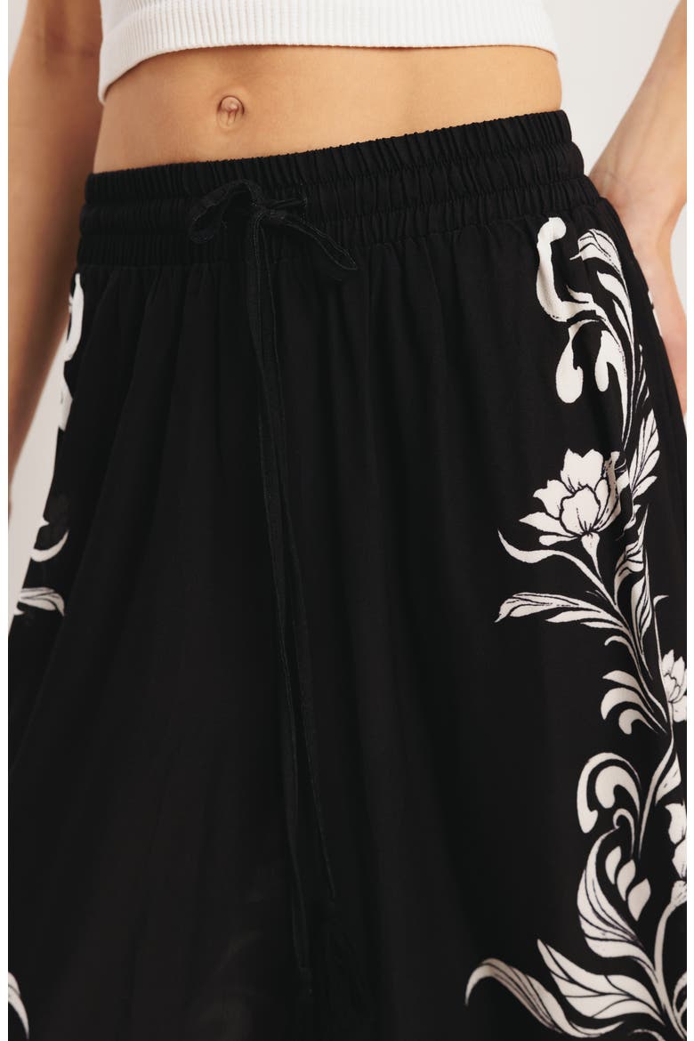 Print Wide Leg Pants, Alternate, color, BLACK