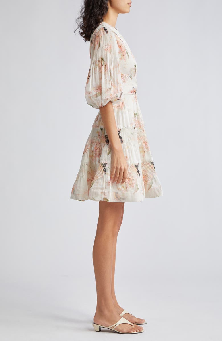 Zimmermann Floral Plissé Fit & Flare Dress, Alternate, color, 