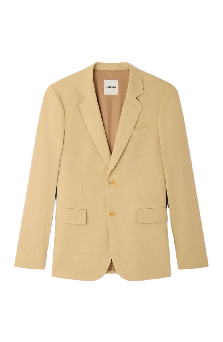 SANDRO Classic linen suit jacket, Alternate, color, Sand