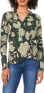 Vince Camuto Floral Print Long Sleeve Faux Wrap Top