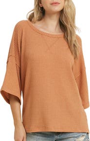 WISHLIST Cotton Blend Waffle Knit Top