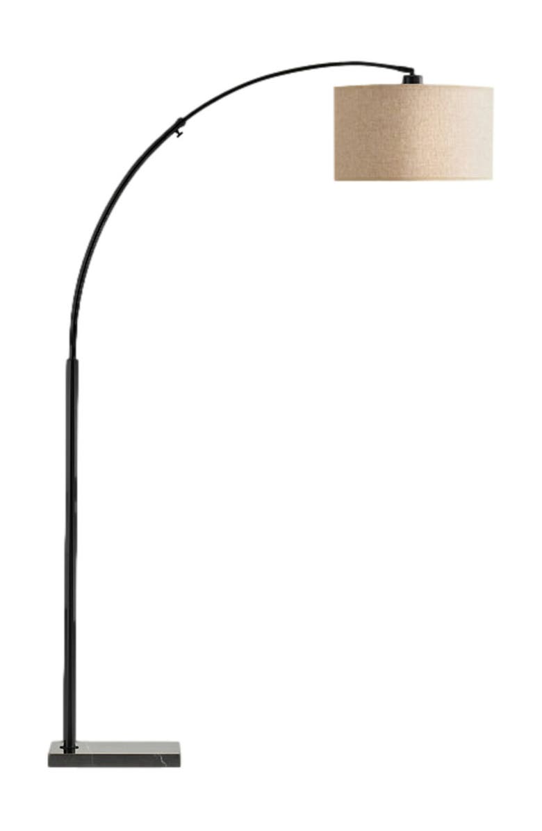 Brightech Logan 76" Modern Extendable LED Floor Lamp with Fabric Drum Shade, Bulb Included, Main, color, Classic Black