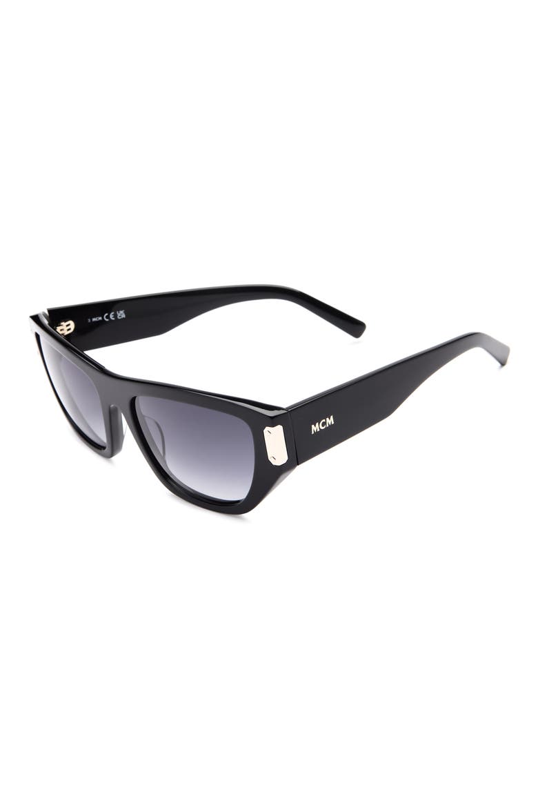 55mm Cat Eye Sunglasses, Alternate, color, SHINY BLACK / GRADIENT SMOKE