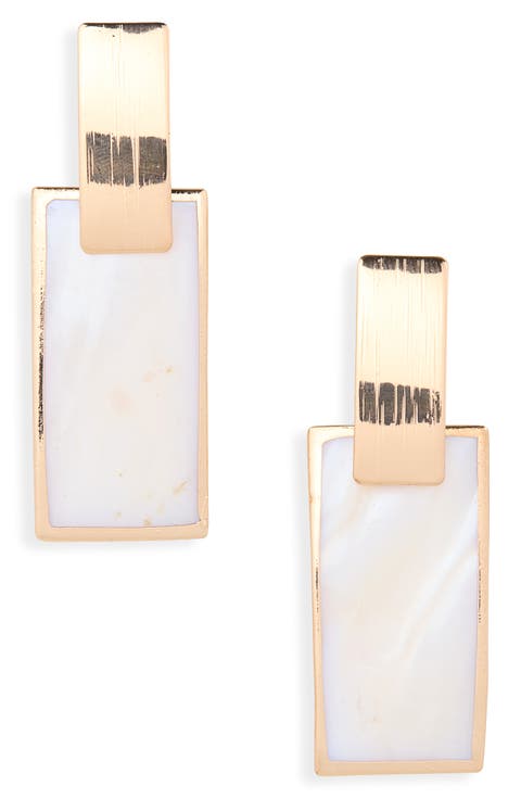 Iridescent Shell Rectangle Drop Earrings