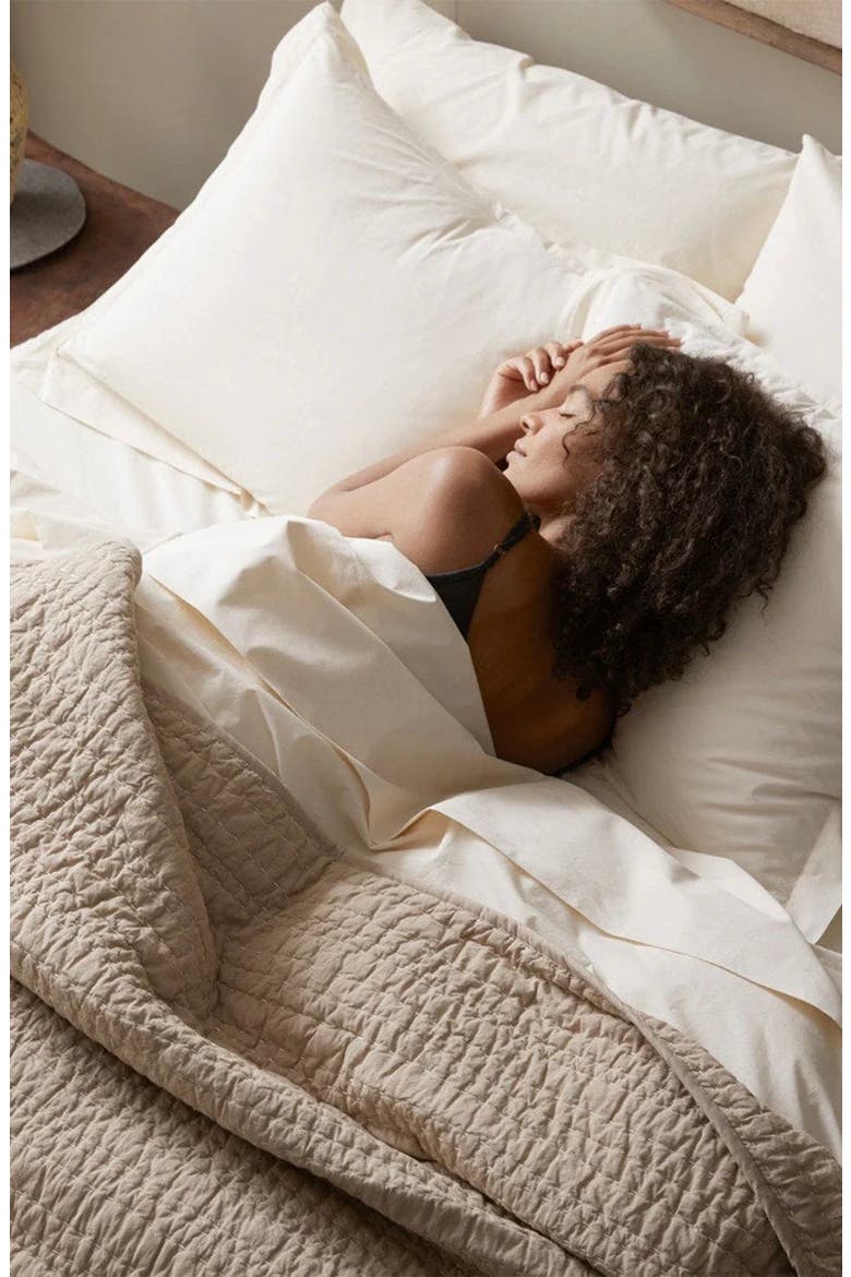 Channel Hand Stitched Organic Cotton Blanket, Alternate, color, HAZEL CHAMBRAY