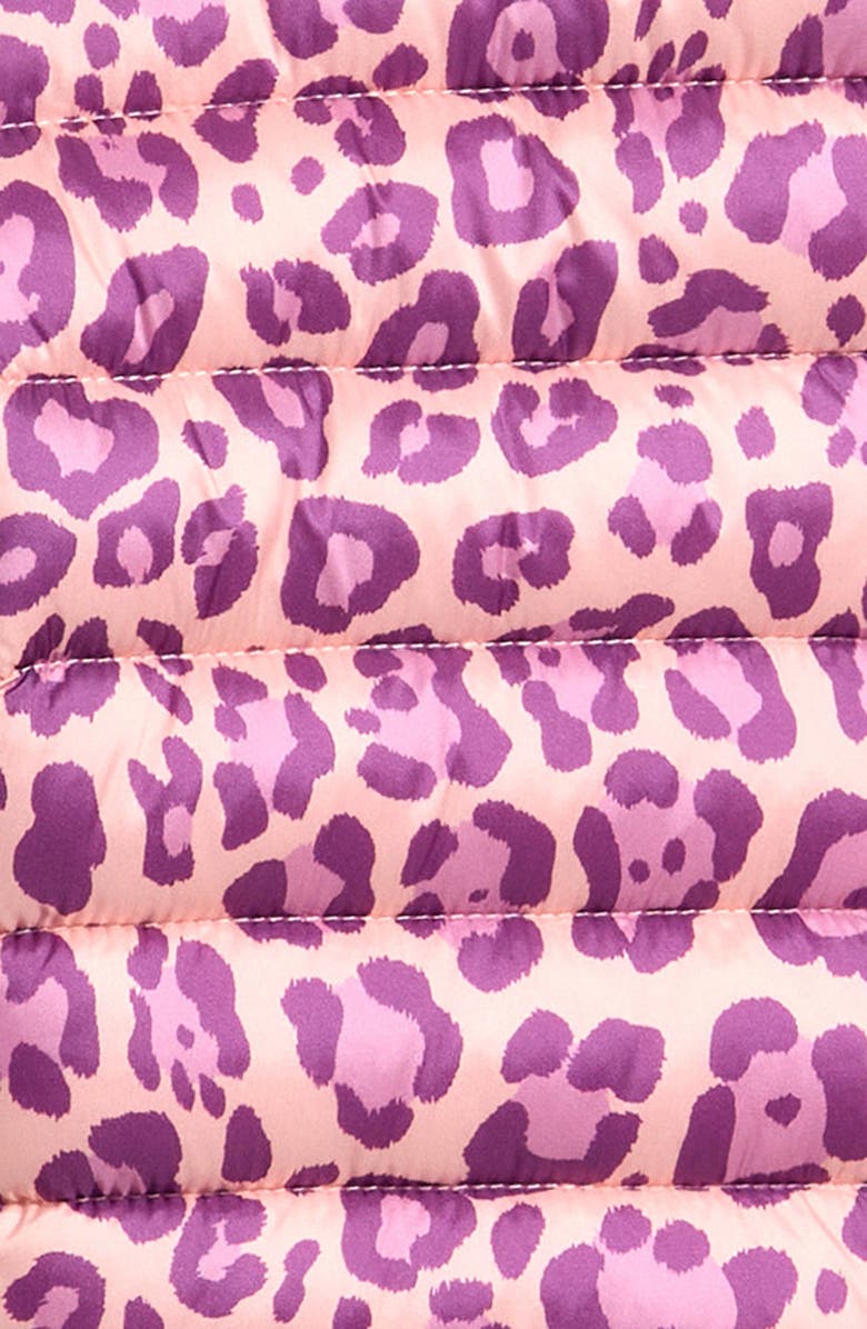 Save The Duck Kids' Leopard Print Hooded Puffer Jacket, Alternate, color, Pink Leopard