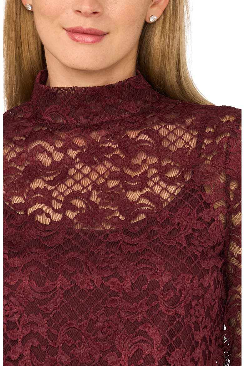 Lace Mock Neck Top, Alternate, color, MAUVE MARSALA