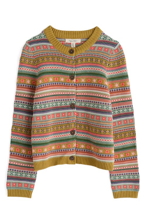 Seasalt Cornwall Cove Cottage Fair Isle Stripe Organic Cotton Cardigan In Green