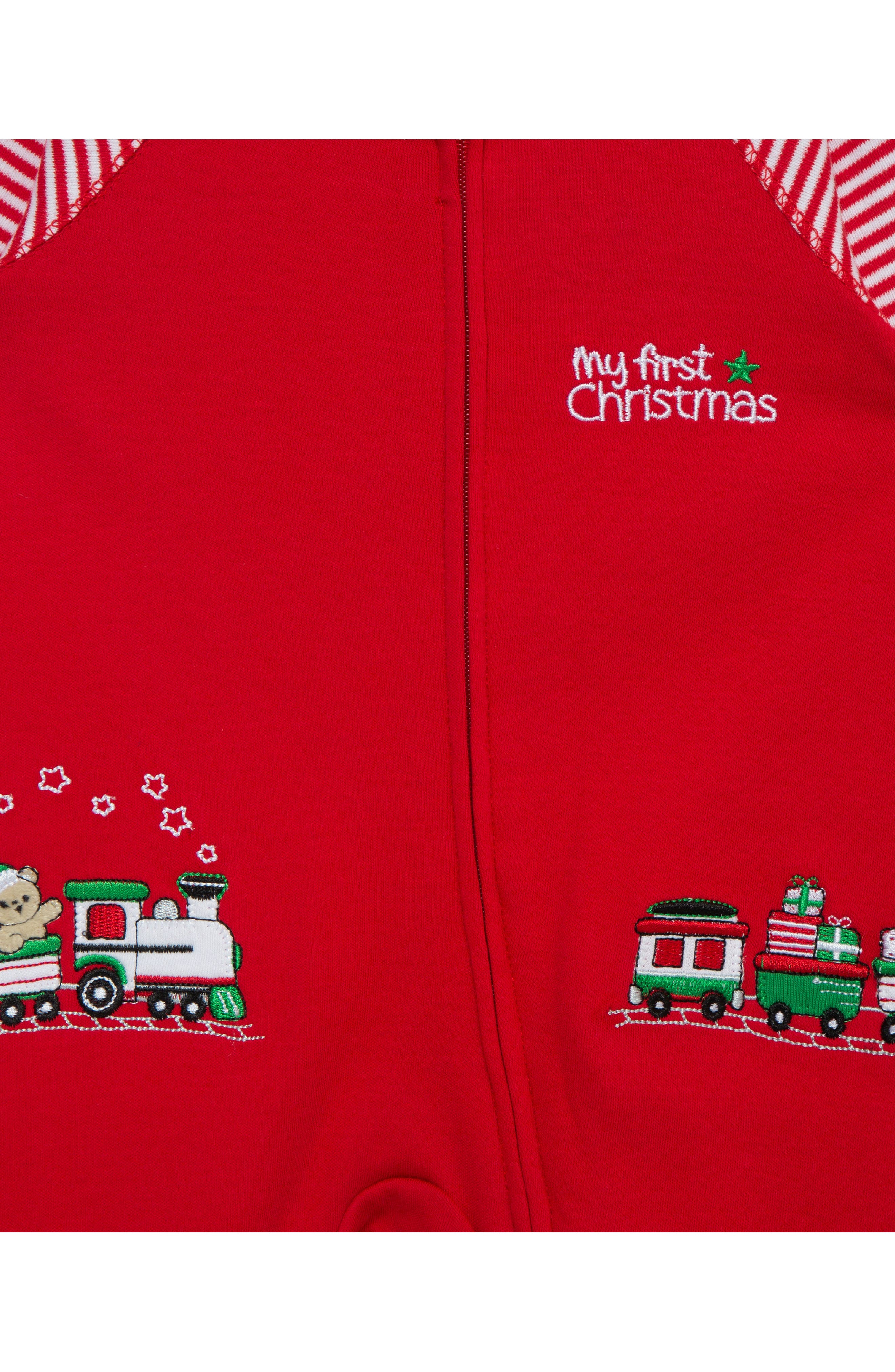 Little Me Holiday Train Footie & Hat Set | Nordstromrack