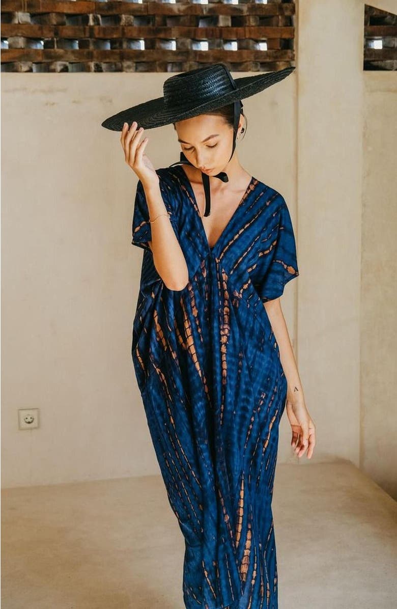 PINK HALEY Madella Hand Dyed Kaftan Dress, Alternate, color, Blue