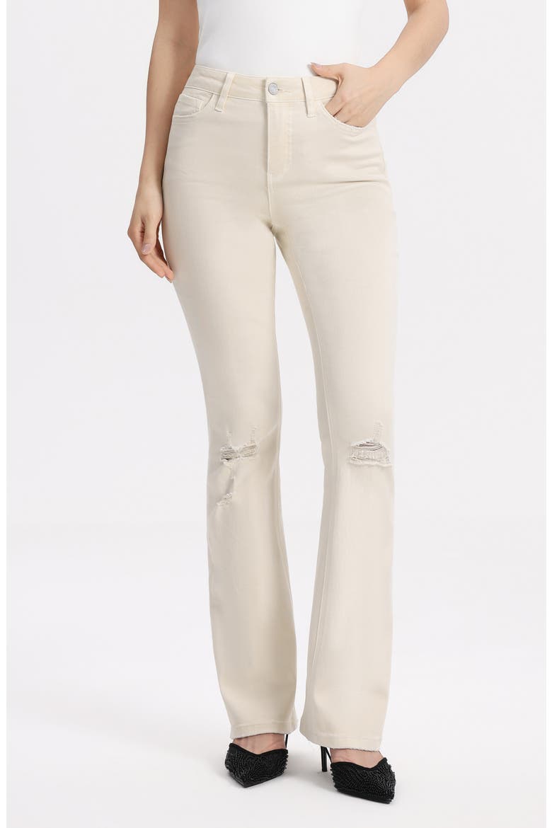 Emily High Waist Distressed Flare Jeans, Main, color, ECRU