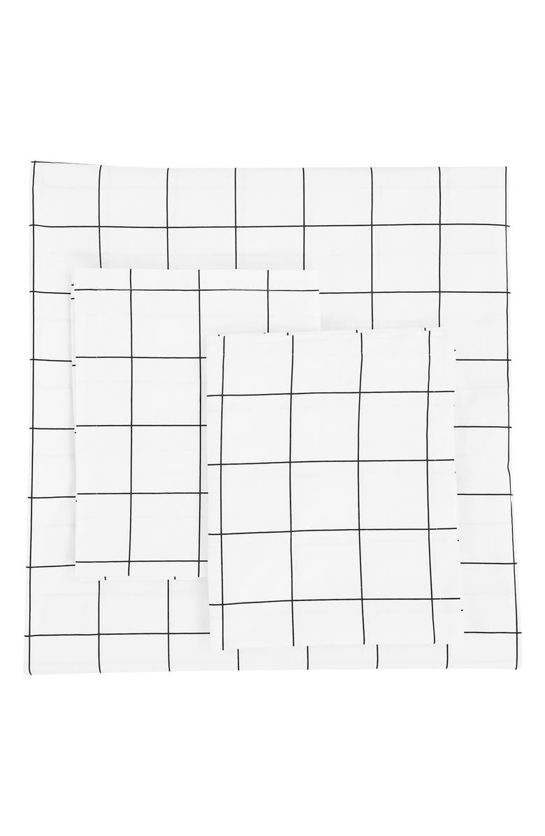 MELANGE HOME Percale Cotton Grid Duvet Set, Main, color, Black