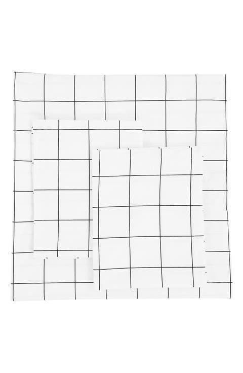 Percale Cotton Grid Duvet Set