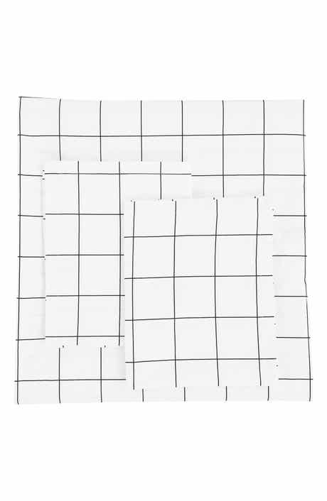 Percale Cotton Grid Duvet Set