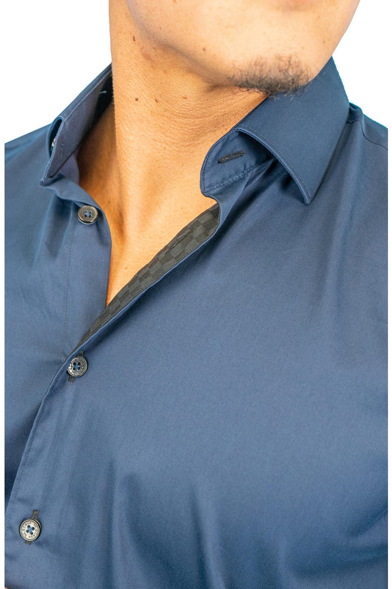 Fibonacci Dark Denim Blue Contemporary Fit Button-Up Shirt, Alternate, color, BLUE