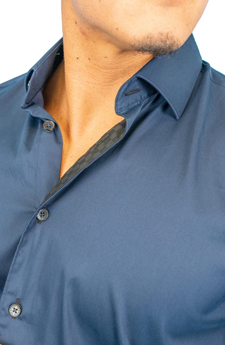 Maceoo Fibonacci Dark Denim Blue Contemporary Fit Button-Up Shirt, Alternate, color, Blue