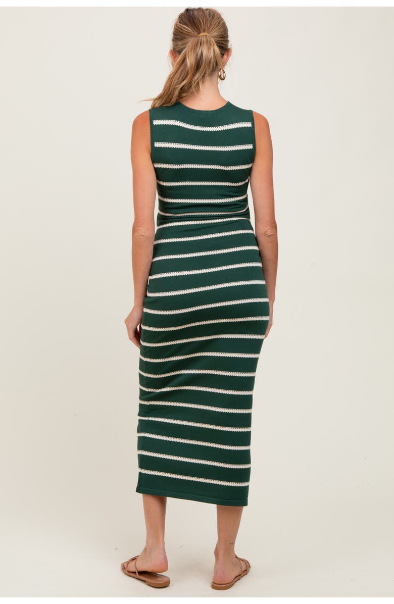 PinkBlush Striped Sleeveless Knit Midi Dress, Alternate, color, Forest Green