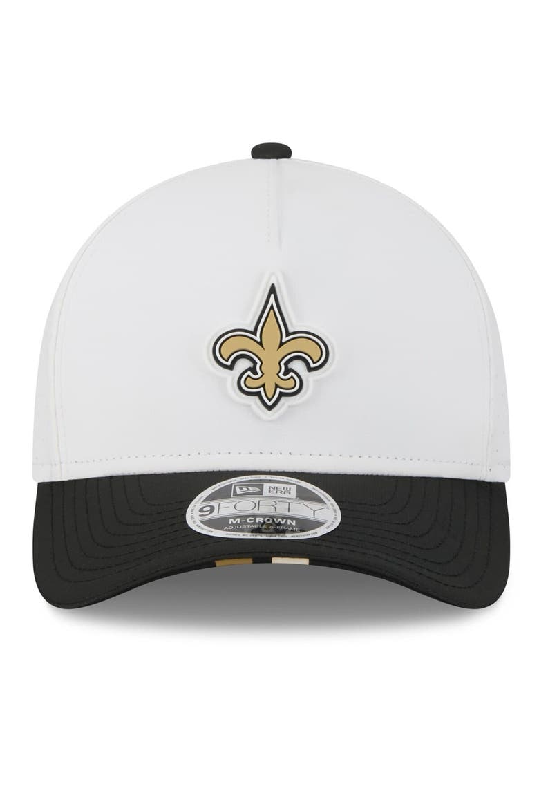 Men's New Era  White/Black New Orleans Saints 2025 NFL Training Camp A-Frame 9FORTY Adjustable Hat, Alternate, color, White
