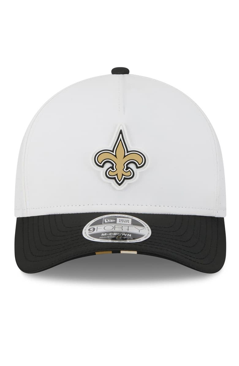 New Era Men's New Era White/Black New Orleans Saints 2025 NFL Training Camp A-Frame 9FORTY Adjustable Hat, Alternate, color, White
