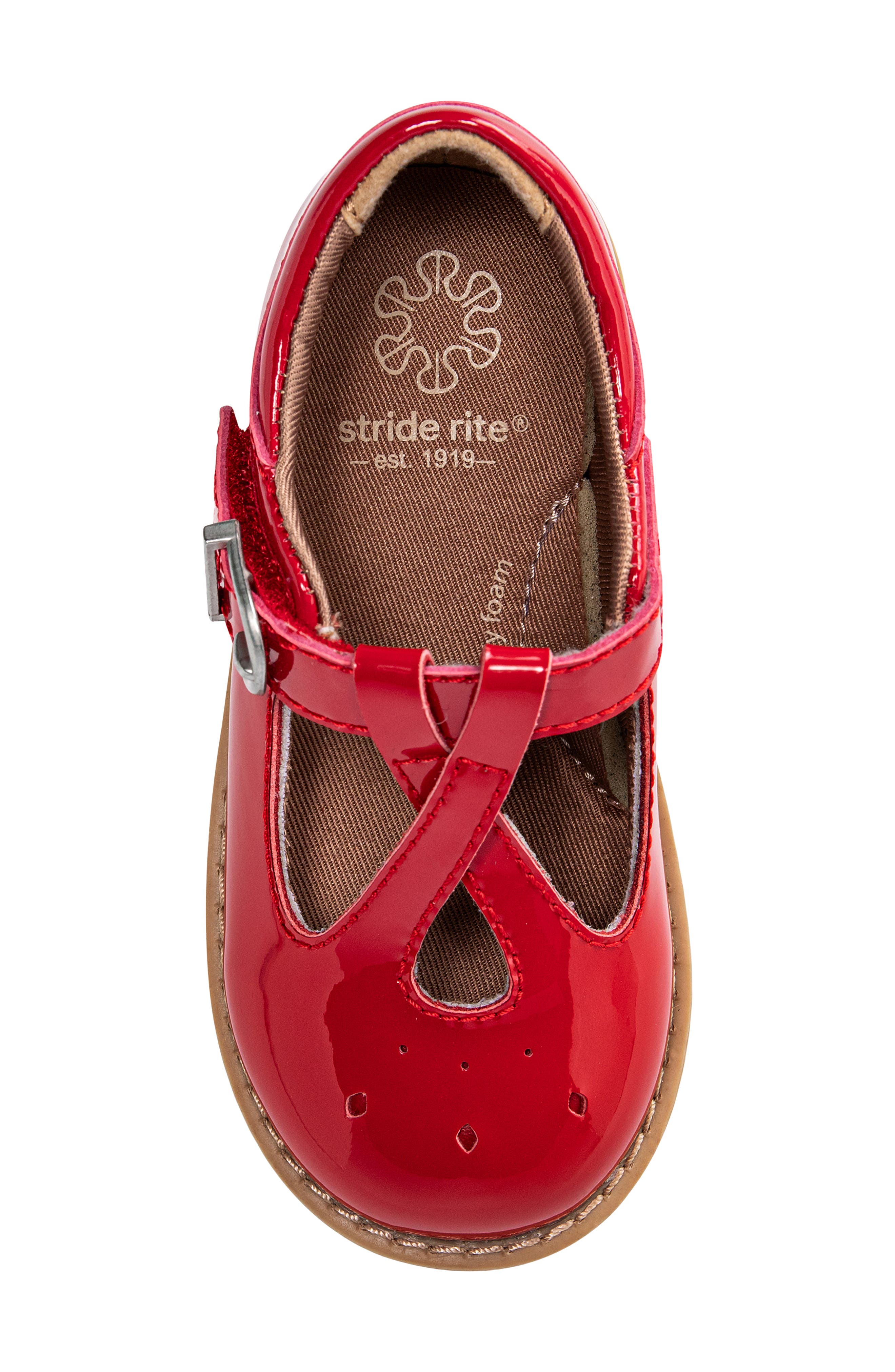 Stride Rite Kids' Susie T-Strap Flat, Alternate, color, Red Patent
