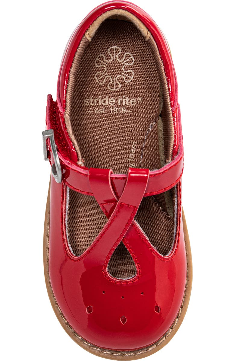 Stride Rite Kids' Susie T-Strap Flat, Alternate, color, Red Patent