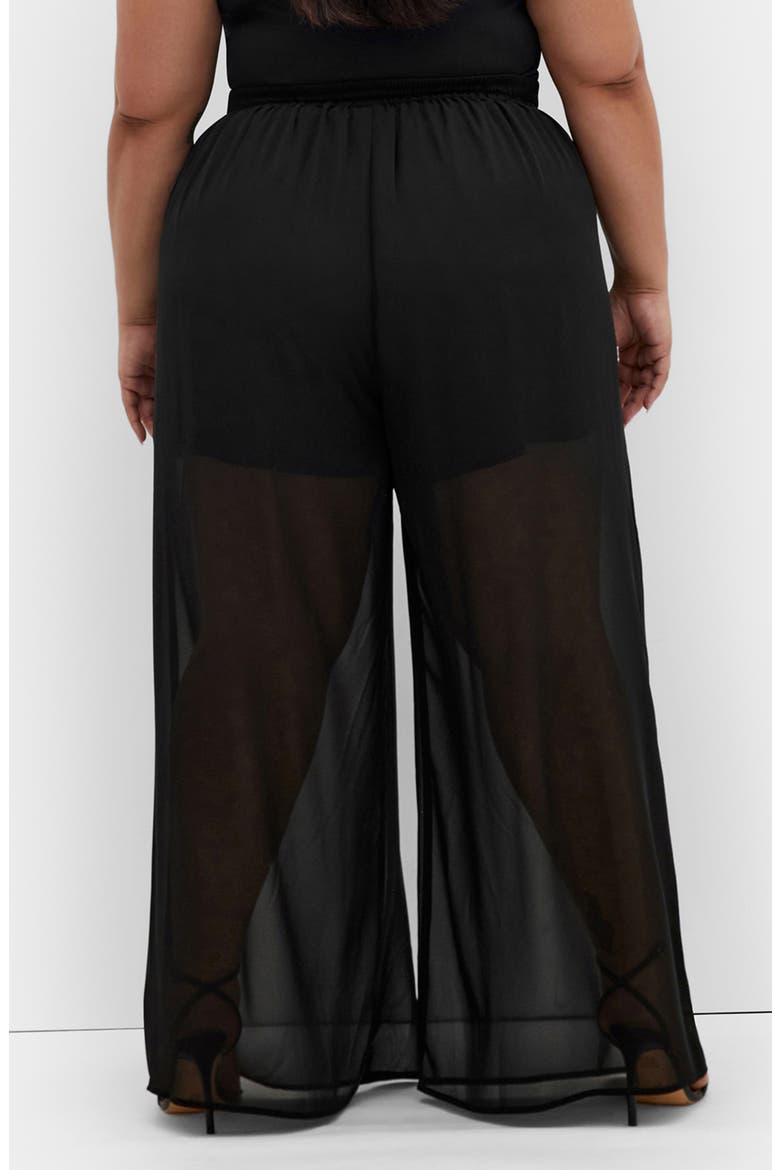 Corina Semisheer Wide Leg Pants, Alternate, color, BLACK