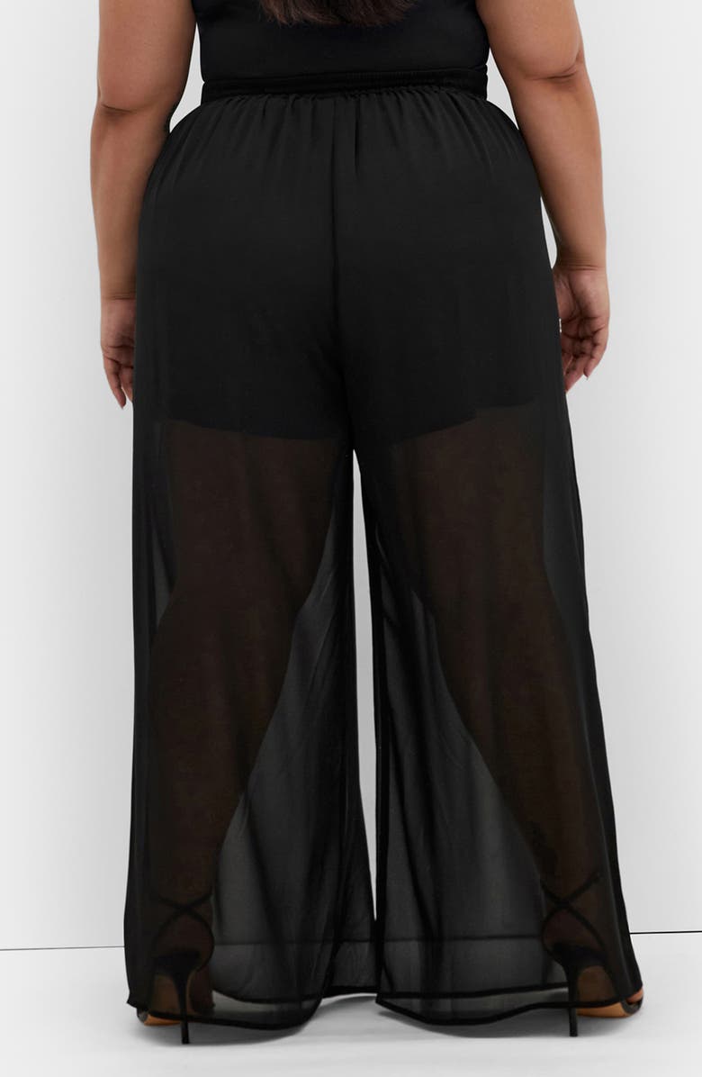 City Chic Corina Semisheer Wide Leg Pants, Alternate, color, Black